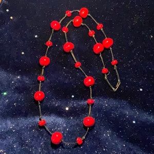 Red stone hand beaded necklace